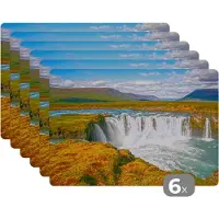 KitchenYeah Placemat - Placemats kunststof - Waterval - Water - Natuur - 45x30 cm - 6 stuks - Hittebestendig - Anti-Slip - Onderlegger - Afneembaar