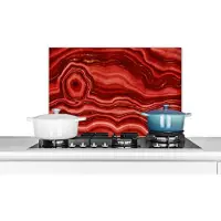 KitchenYeah Spatscherm keuken 60x40 cm - Kookplaat achterwand Rood - Agaat - Edelstenen - Muurbeschermer - Spatwand fornuis - Hoogwaardig aluminium