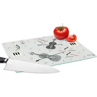 KitchenYeah Glazen Snijplank - 28x20 - Patroon - Muziek - Viool - Snijplanken Glas