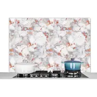 KitchenYeah - Spatscherm keuken - Marmer print - Rose goud - Glitter - Marmerlook - Keuken achterwand - 120x80 cm - Achterwand keuken