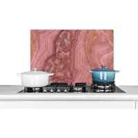 KitchenYeah Spatscherm keuken 60x40 cm - Kookplaat achterwand Roségoud - Agaat - Edelsteen - Abstract - Muurbeschermer - Spatwand fornuis - Hoogwaardig aluminium