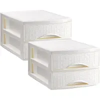 PlasticForte Ladekastje bureau organizer SORTED - 3x - 2 lades - wit - L26 x B35 x H19 cm - kunststof - organiseren