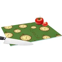 KitchenYeah Glazen Snijplank - 39x28 - Londen - Vintage - Klok - Patroon - Snijplanken Glas