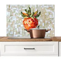 KitchenYeah Spatscherm keuken 90x60 cm - Kookplaat achterwand Aardbei - Rood - Mozaïek - Fruit - Muurbeschermer - Spatwand fornuis - Hoogwaardig aluminium