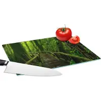 KitchenYeah Glazen Snijplank - 28x20 - Jungle - Brug - Mos - Natuur - Tropisch - Snijplanken Glas