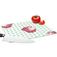 KitchenYeah Glazen Snijplank - 28x20 - Patronen - Cupcake - Eten - Snijplanken Glas