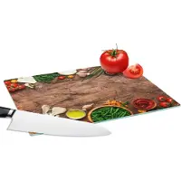 KitchenYeah Glazen Snijplank - 28x20 - Kruiden - Groente - Rustiek - Snijplanken Glas