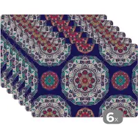 KitchenYeah Placemat - Placemats kunststof - Bohemian - Mandala - Patronen - 45x30 cm - 6 stuks - Hittebestendig - Anti-Slip - Onderlegger - Afneembaar