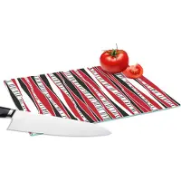 KitchenYeah Glazen Snijplank - 28x20 - Rood - Patronen - Boom - Snijplanken Glas