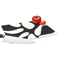 KitchenYeah Glazen Snijplank - 28x20 - Plant - Zwart - Minimalisme - Snijplanken Glas