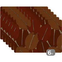 KitchenYeah Placemat - Placemats kunststof - Koffiebonen - Patronen - Coffee - 45x30 cm - 6 stuks - Hittebestendig - Anti-Slip - Onderlegger - Afneembaar