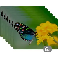 KitchenYeah Placemat - Placemats kunststof - Vlinder - Bloem - Dier - Insect - 45x30 cm - 6 stuks - Hittebestendig - Anti-Slip - Onderlegger - Afneembaar