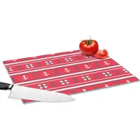 KitchenYeah Glazen Snijplank - 39x28 - Anker - Reddingsboei - Marine - Matroos - Patronen - Snijplanken Glas