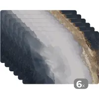 KitchenYeah Placemat - Marmer - Luxe - Goud - Verf - Onderleggers placemat - Tafel - Placemats - 45x30 cm - 6 stuks