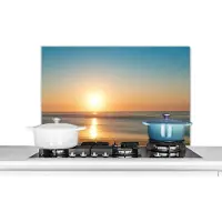 KitchenYeah Spatscherm keuken 80x55 cm - Kookplaat achterwand Zee - Kleuren - Zon - Muurbeschermer - Spatwand fornuis - Hoogwaardig aluminium