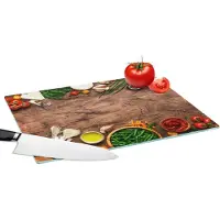 KitchenYeah Glazen Snijplank - 39x28 - Kruiden - Groente - Rustiek - Snijplanken Glas