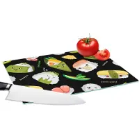 KitchenYeah Glazen Snijplank - 28x20 - Kawaii - Sushi - Patronen - Snijplanken Glas