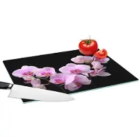 KitchenYeah Glazen Snijplank - 39x28 - Orchidee - Bloemen - Roze - Flora - Snijplanken Glas