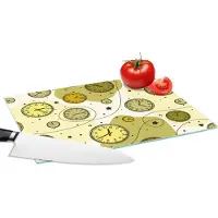 KitchenYeah Glazen Snijplank - 28x20 - Retro - Klok - Patronen - Stippen - Snijplanken Glas