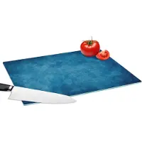 KitchenYeah Glazen Snijplank - 39x28 - Beton - Blauw - Vintage - Structuur - Industrieel - Snijplanken Glas