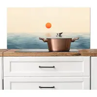 KitchenYeah Spatscherm keuken 100x50 cm - Kookplaat achterwand Zon - Oranje - Zee - Muurbeschermer - Spatwand fornuis - Hoogwaardig aluminium