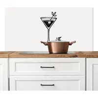 KitchenYeah Spatscherm keuken 120x60 cm - Kookplaat achterwand Cocktail - Glas - Olijf - Minimalistisch - Muurbeschermer - Spatwand fornuis - Hoogwaardig aluminium
