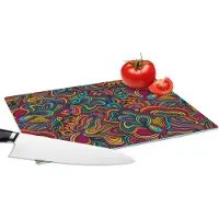 KitchenYeah Glazen Snijplank - 28x20 - Boho - Patronen - Abstract - Flora - Snijplanken Glas