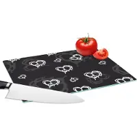 KitchenYeah Glazen Snijplank - 28x20 - Patronen - Hart - Schedel - Snijplanken Glas