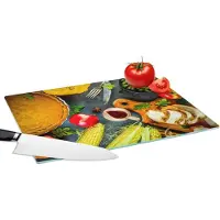 KitchenYeah Glazen Snijplank - 39x28 - Groente - Kruiden - Bestek - Taart - Snijplanken Glas