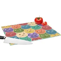 KitchenYeah Glazen Snijplank - 39x28 - Katten - Regenboog - Kind - Design - Snijplanken Glas