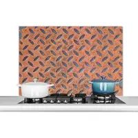 KitchenYeah Spatscherm keuken 100x65 cm - Kookplaat achterwand Diamantplaat - Retro - Roest print - Muurbeschermer - Spatwand fornuis - Hoogwaardig aluminium