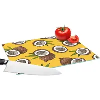 KitchenYeah Glazen Snijplank - 28x20 - Kokosnoot - Hawaii - Tropisch - Bladeren - Design - Snijplanken Glas