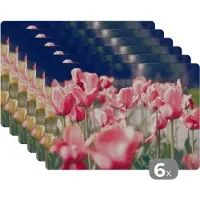 KitchenYeah Placemat - Placemats kunststof - Tulpen - Bloemen - Natuur - 45x30 cm - 6 stuks - Hittebestendig - Anti-Slip - Onderlegger - Afneembaar
