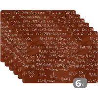 KitchenYeah Placemat - Placemats kunststof - Nummer - Formule - Scheikunde - Cijfers - Patronen - 45x30 cm - 6 stuks - Hittebestendig - Anti-Slip - Onderlegger - Afneembaar