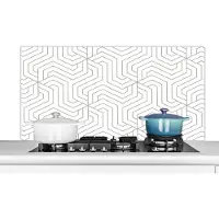 KitchenYeah Spatscherm - Patronen - Design - Lijn - Zwart - Wit - 120x60 cm - Achterwand keuken