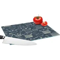 KitchenYeah Glazen Snijplank - 28x20 - Patroon - Pannen - Koken - Snijplanken Glas