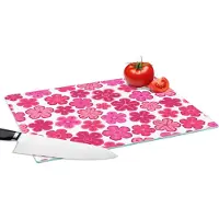 KitchenYeah Glazen Snijplank - 39x28 - Bloemen - Roze - Patronen - Snijplanken Glas