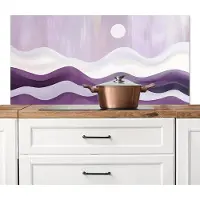 KitchenYeah Spatscherm keuken 120x60 cm - Kookplaat achterwand Golven - Heuvels - Abstract - Paars - Muurbeschermer - Spatwand fornuis - Hoogwaardig aluminium