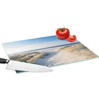 KitchenYeah Glazen Snijplank - 39x28 - Duin - Meeuw - Strand - Zee - Zon - Snijplanken Glas