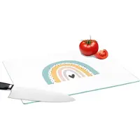 KitchenYeah Glazen Snijplank - 39x28 - Regenboog - Meiden - Jongens - Hartje - Pastel - Snijplanken Glas