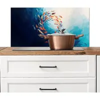 KitchenYeah Spatscherm keuken 80x40 cm - Kookplaat achterwand Zee - Vissen - Kleurrijk - Dynamisch - Muurbeschermer - Spatwand fornuis - Hoogwaardig aluminium