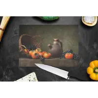 KitchenYeah Glazen Snijplank - 28x20 - Rustiek - Fruit - Kan - Mand - Stilleven - Snijplanken Glas