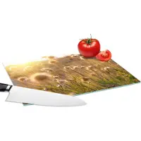 KitchenYeah Glazen Snijplank - 28x20 - Planten - Natuur - Bloemen - Zon - Horizon - Snijplanken Glas