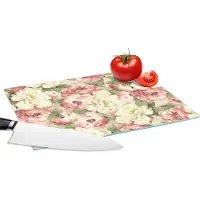 KitchenYeah Glazen Snijplank - 28x20 - Rozen - Vintage - Patronen - Snijplanken Glas