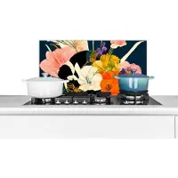 KitchenYeah Spatscherm keuken 60x30 cm - Kookplaat achterwand Bloemen - Vaas - Schilderij - Planten - Muurbeschermer - Spatwand fornuis - Hoogwaardig aluminium