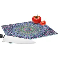 KitchenYeah Glazen Snijplank - 28x20 - Mandala - Hippie - Regenboog - Neon - Patronen - Snijplanken Glas