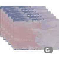 KitchenYeah Placemats - Pastel - Pastelkleuren - Verfstreken - Verf - Paars - Roze - Lila - 45x30 cm - Placemat - Tafel - 6 stuks