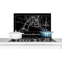 KitchenYeah Spatscherm keuken 70x50 cm - Kookplaat achterwand Plattegrond - Stadskaart - Palma de Mallorca - Kaart - Muurbeschermer - Spatwand fornuis - Hoogwaardig aluminium