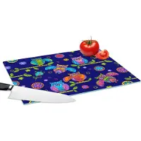 KitchenYeah Glazen Snijplank - 39x28 - Patroon - Uil - Takken - Snijplanken Glas