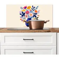 KitchenYeah Spatscherm keuken 80x40 cm - Kookplaat achterwand Vaas - Bloemen - Boeket - Muurbeschermer - Spatwand fornuis - Hoogwaardig aluminium